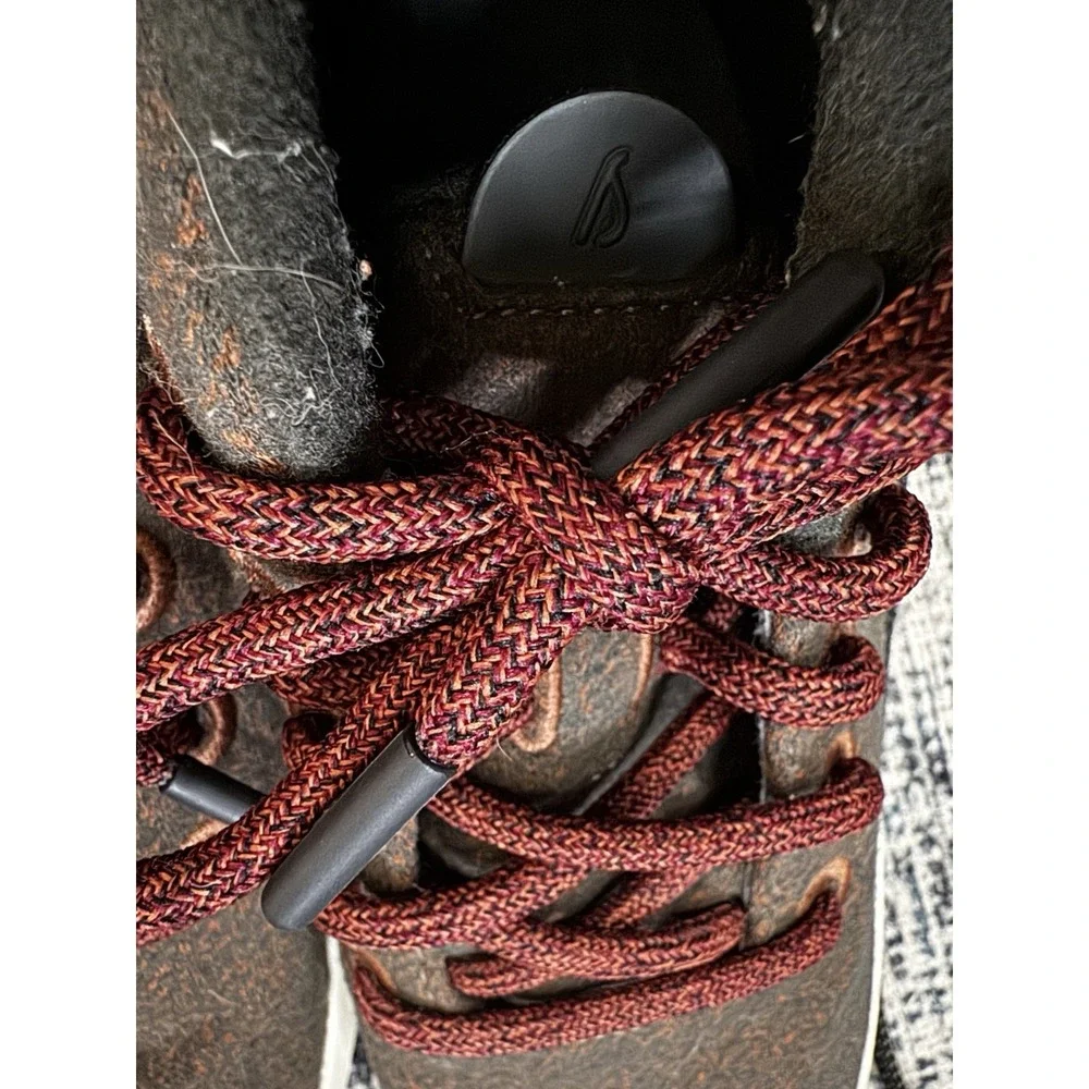 Allbirds Wool High Top Sneakers Size 7 Brown Red Laces Sustainable Comfort